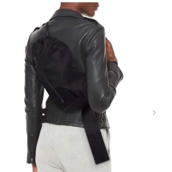 AUTH OFF-WHITE LEATHER TRIMMED LOGO PRINT SHELL BACKPACK W DUST BAG ITALY - Picture 2 of 11